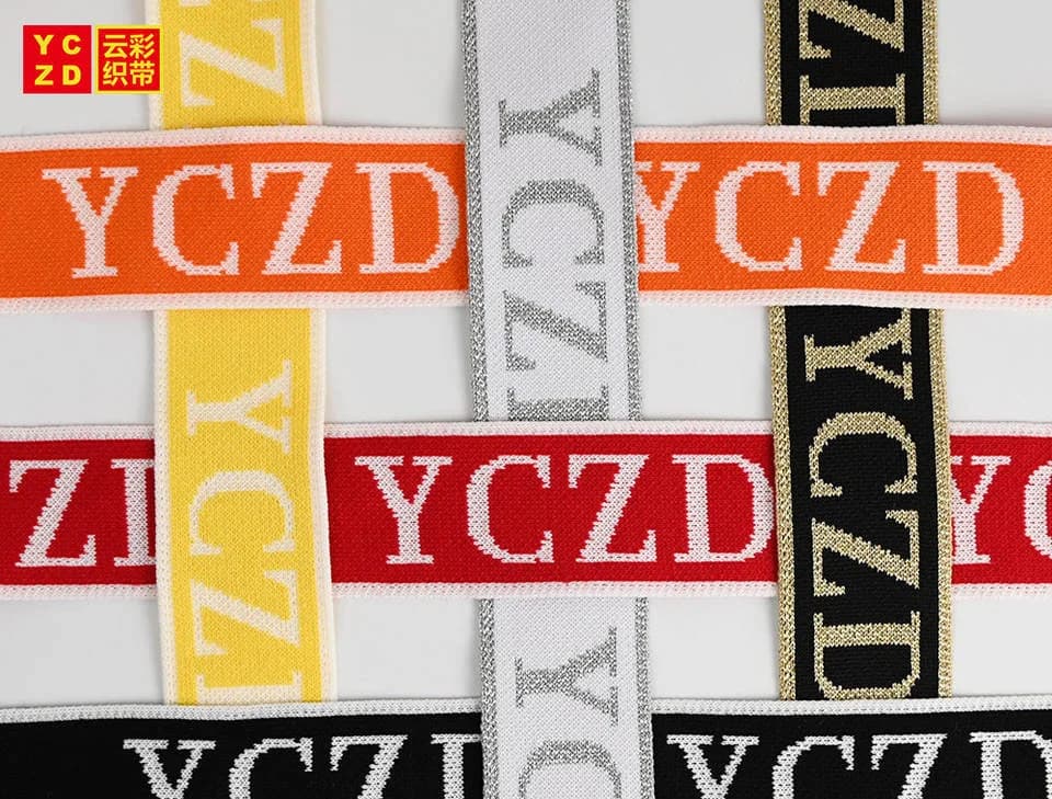 Coloured jacquard tapes woven with YCZD lettering