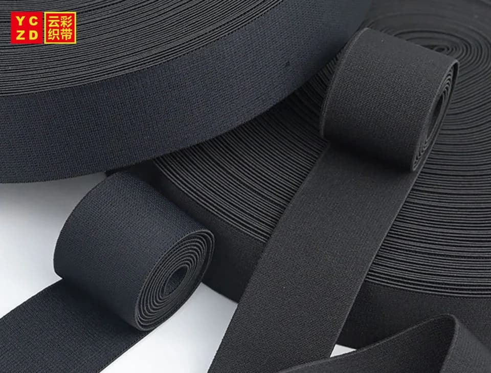 Black ribbed elastic tapes in overlapping coils