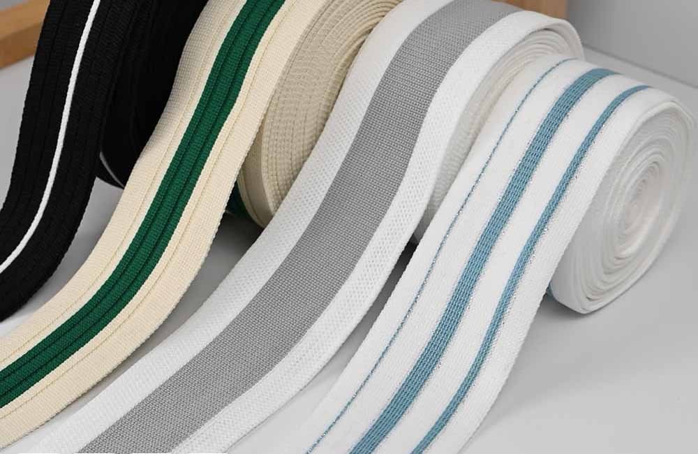Custom striped knit webbing for apparel trim development