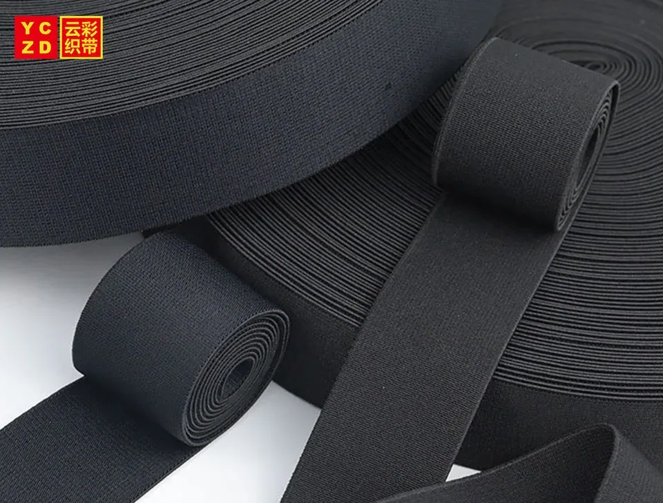 Black ribbed elastic tapes in overlapping coils